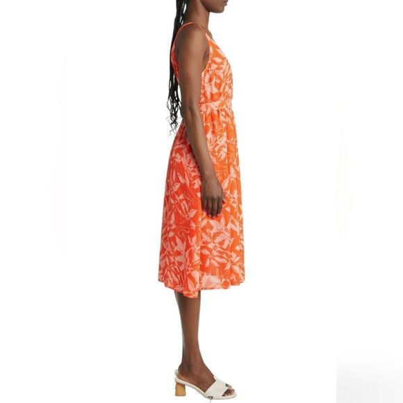 Chelsea28 Floral Wrap Bodice Dress in Orange-Peach NWOT - Picture 4 of 8